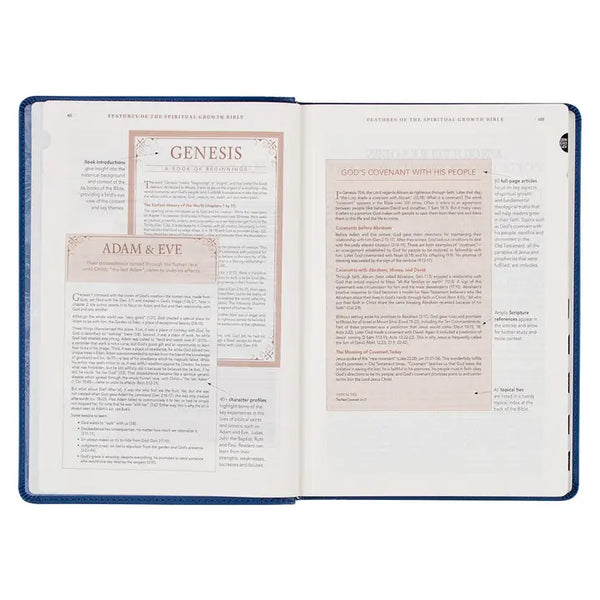 Embossed Navy Faux Leather Spiritual Growth Bible