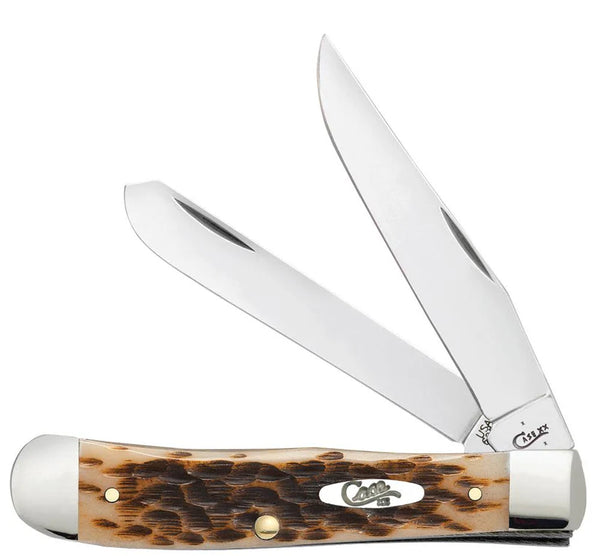Case Knife - Peach Seed Amber Bone Trapper w/ Clip