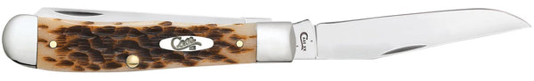 Case Knife - Peach Seed Amber Bone Trapper w/ Clip