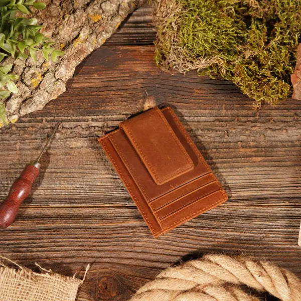 Personalized Leather Wallet w/ Money Clip