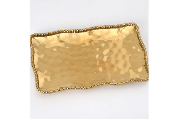 Pampa Bay - Medium Gold Serving Platter | Beaded Edge Tray