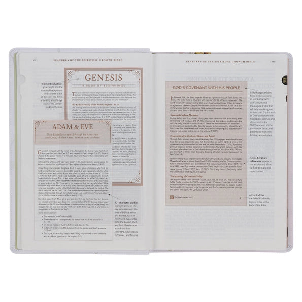 Cream Floral Faux Leather Spiritual Growth Bible