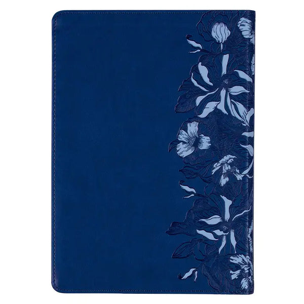 Embossed Navy Faux Leather Spiritual Growth Bible