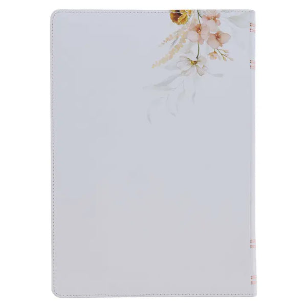 Cream Floral Faux Leather Spiritual Growth Bible