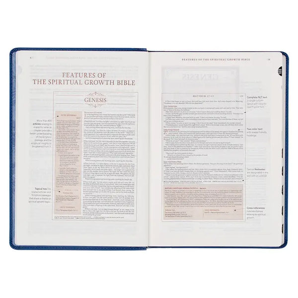 Embossed Navy Faux Leather Spiritual Growth Bible