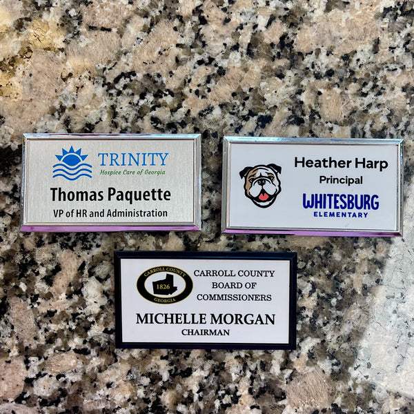 Plastic Frame |  Full Color Metal Insert Name Badges