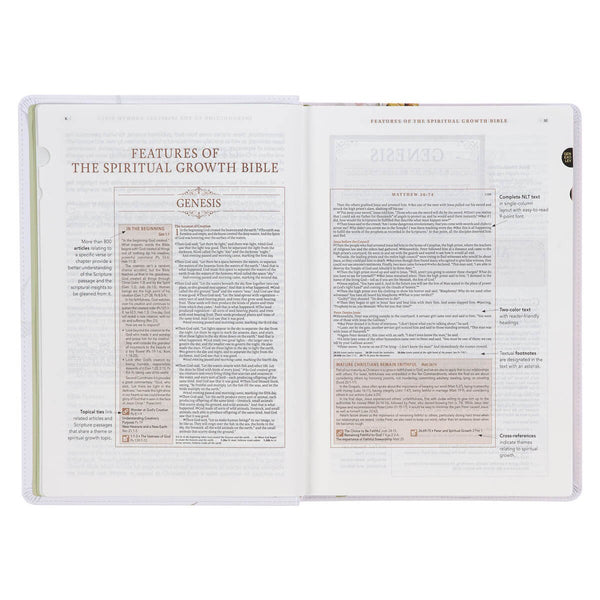 Cream Floral Faux Leather Spiritual Growth Bible