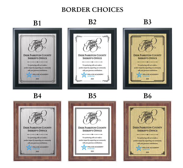 Thank You | Sponsorship Plaque