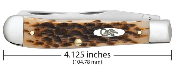 Case Knife - Peach Seed Amber Bone Trapper w/ Clip