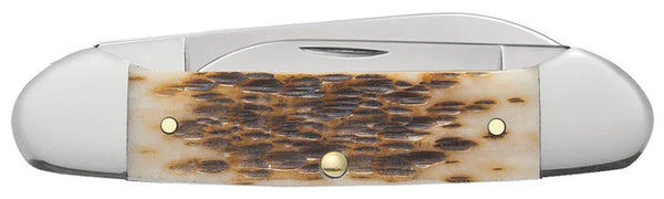 Case Knife - Amber Bone Peach Seed Canoe
