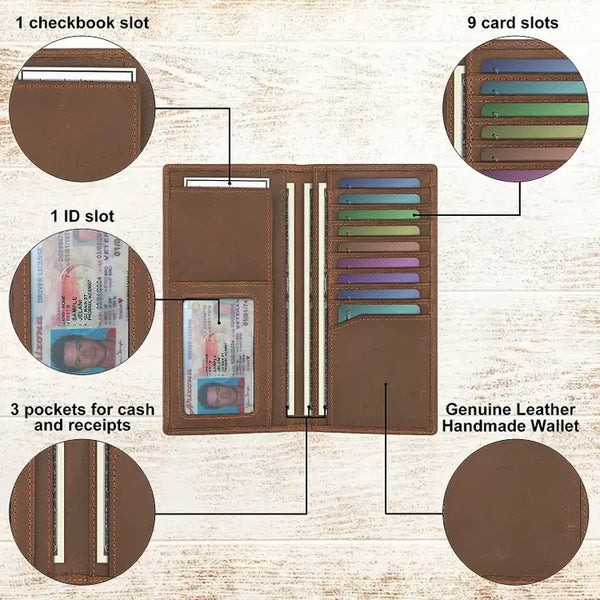 Personalized Genuine Leather Bifold Long Wallet