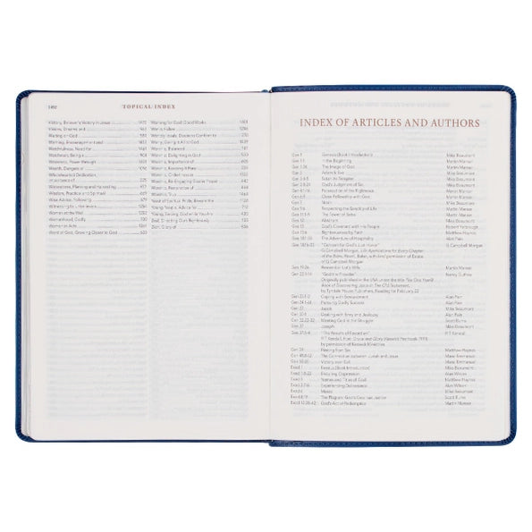 Embossed Navy Faux Leather Spiritual Growth Bible