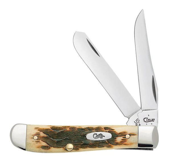 Case Knife - Amber Bone Peach Seed Mini Trapper
