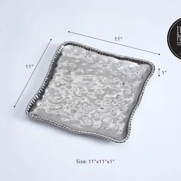 Pampa Bay - Square Serving Platter | Beaded Edge Tray