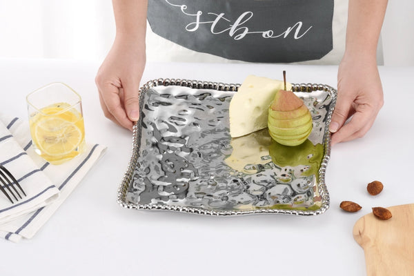 Pampa Bay - Square Serving Platter | Beaded Edge Tray