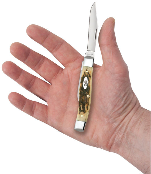 Case Knife - Amber Bone Peach Seed Small Texas Jack