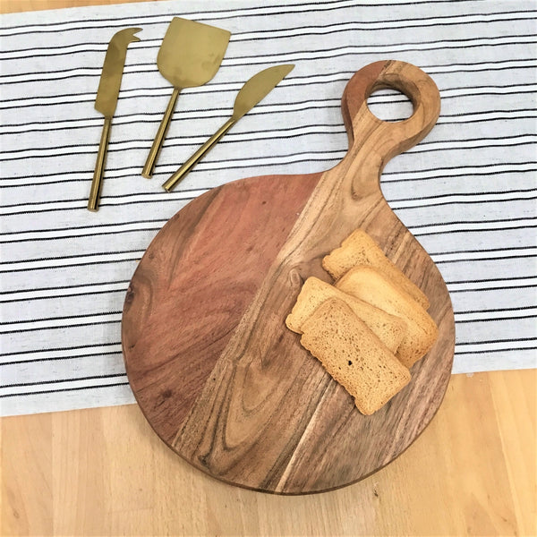 Cutting Board - Round Acacia Wood w/ Round Handle