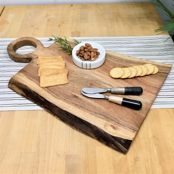 Cutting Board - Live Edge Acacia Wood w/ Round Handle