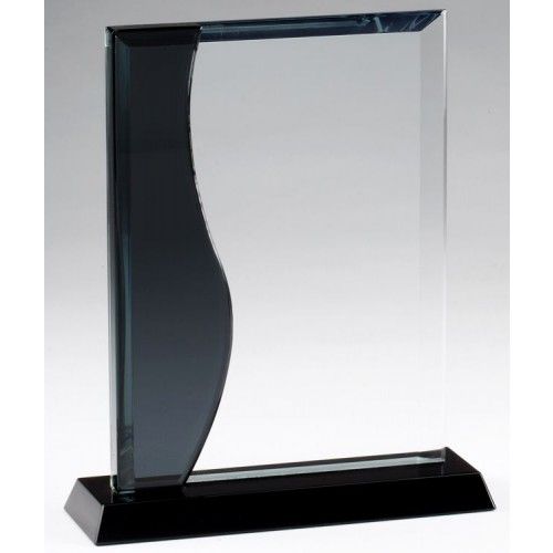 crystal award with black wave on side