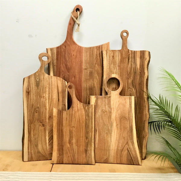 Cutting Board - Live Edge Acacia Wood w/ Round Handle