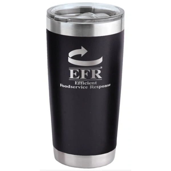 black 20 oz tumbler with sliding lid