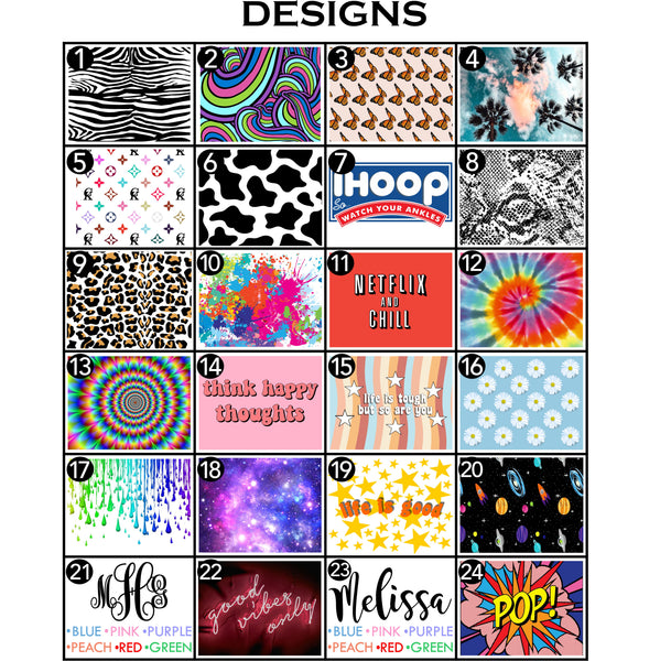 Custom protective face mask designs.