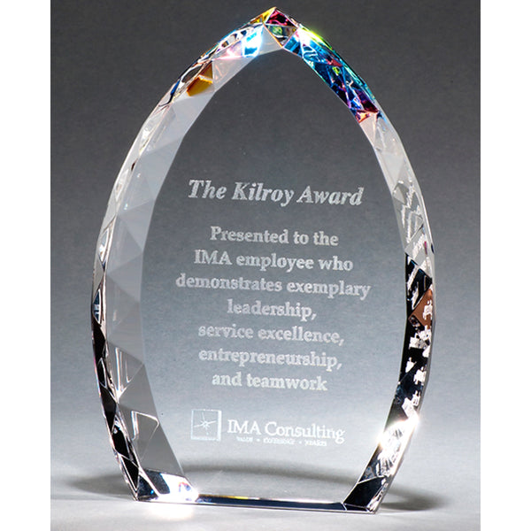 Custom engraved rainbow tint crystal award