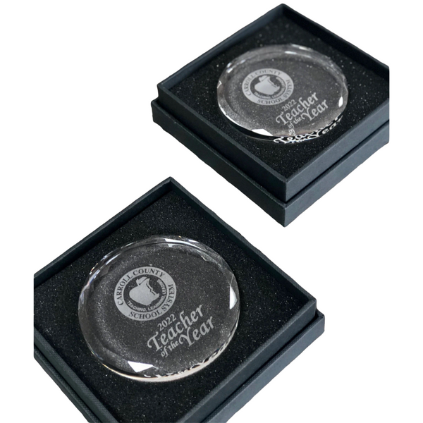 Engraved Round Crystal Paperweights