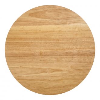 Round spinning light wood lazy susan cutting board.