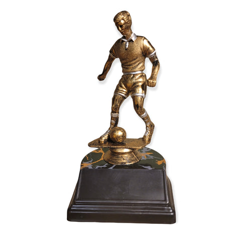 antique gold soccer trophy with free engraved plate