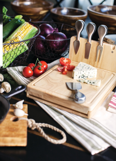 cheese board with tools gift set
