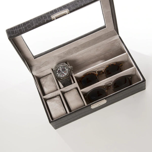 black croc leather accessory box