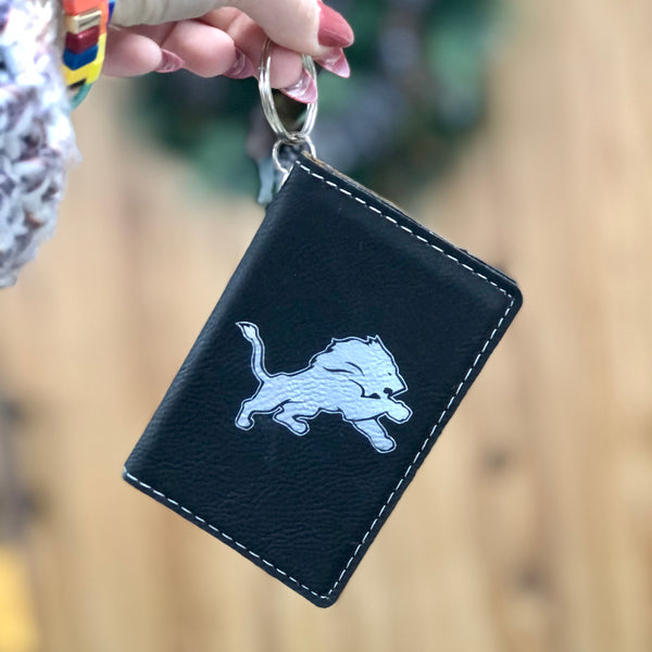 black school logo leatherette keychain id holder