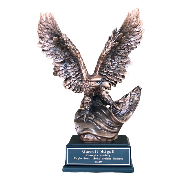 bronze eagle trophy with free engraved plate