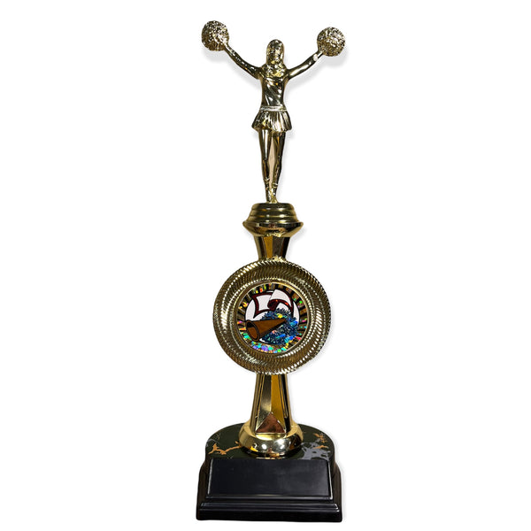 megaphone cheerleading trophy with free engraved plate