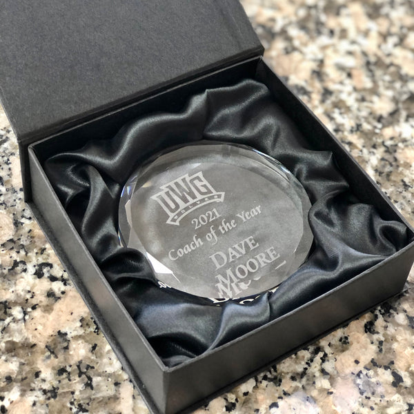 Personalized Round Crystal Paperweight