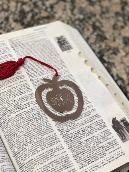Silver Apple Bookmark w/ Tassel