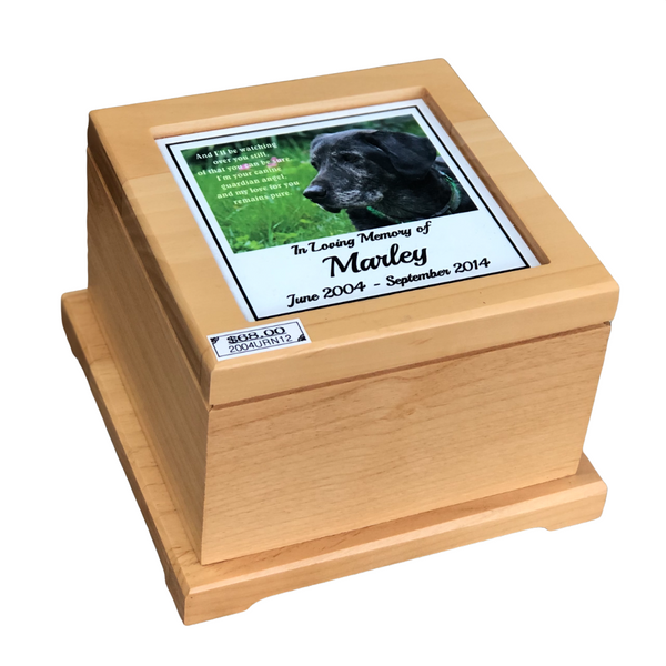 engraved wood pet urn