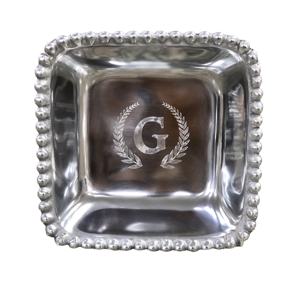 shiny silver beaded edge tray