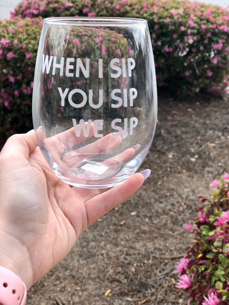 Engraved Stemless Wine Glass