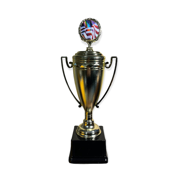 waving American flag trophy