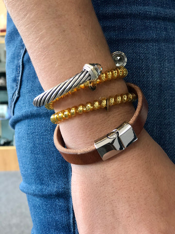 Personalized leather snap bracelet