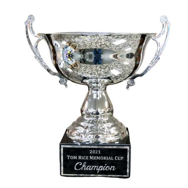 metal bowl trophy with engraved plate
