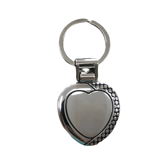 silver metal heart engraved keychain