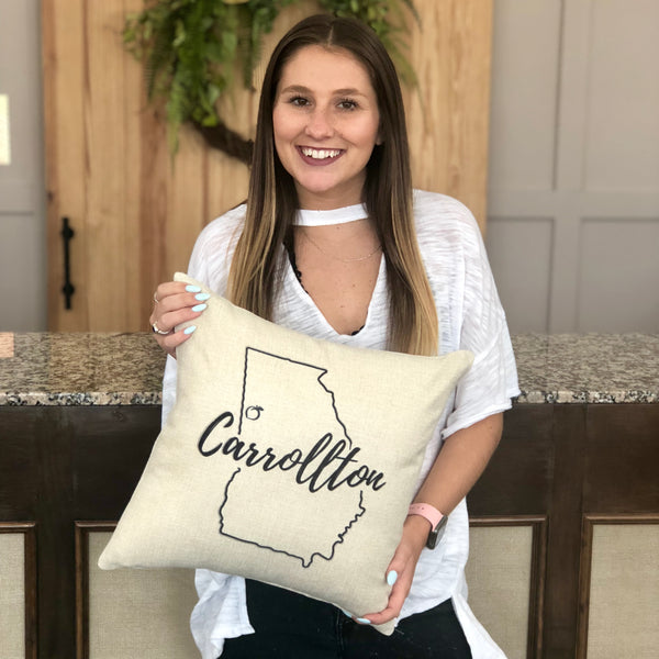 City and state custom pillow.