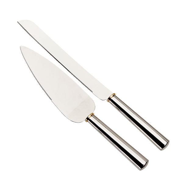 Cake Server Set - Silver w/ Gold Accents