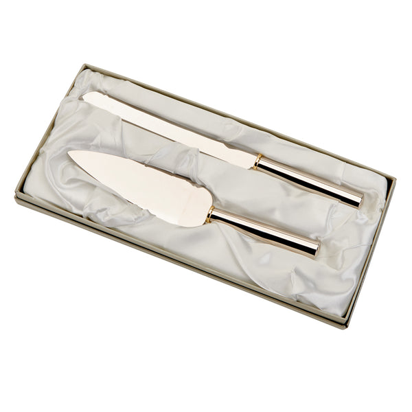 Cake Server Set - Silver w/ Gold Accents