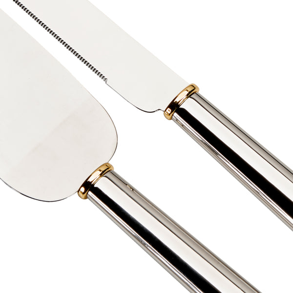 Cake Server Set - Silver w/ Gold Accents