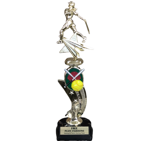 Softball Figure on Softball Field Riser Trophy