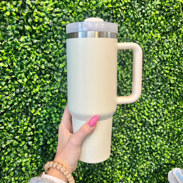 cream 40 oz tumbler with handle